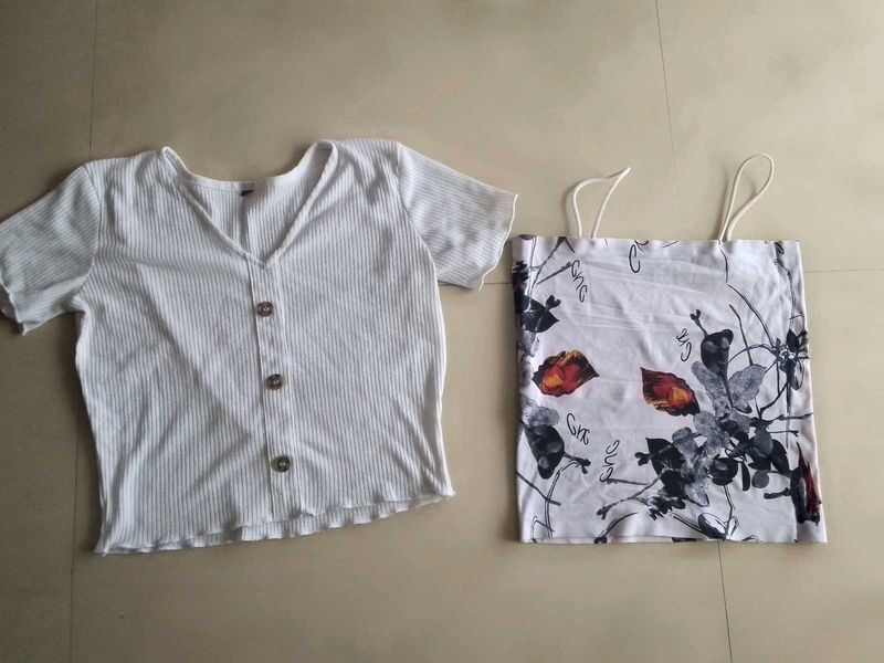Stylish Casual Combo – Ribbed Top White