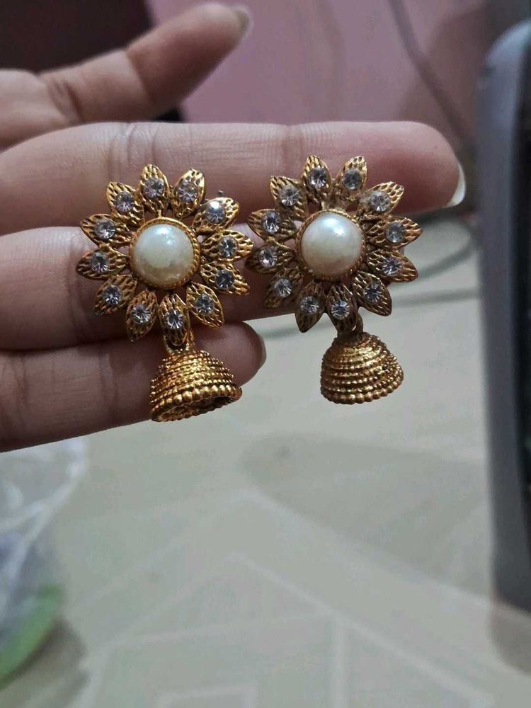 Golden Jhumka Earrings