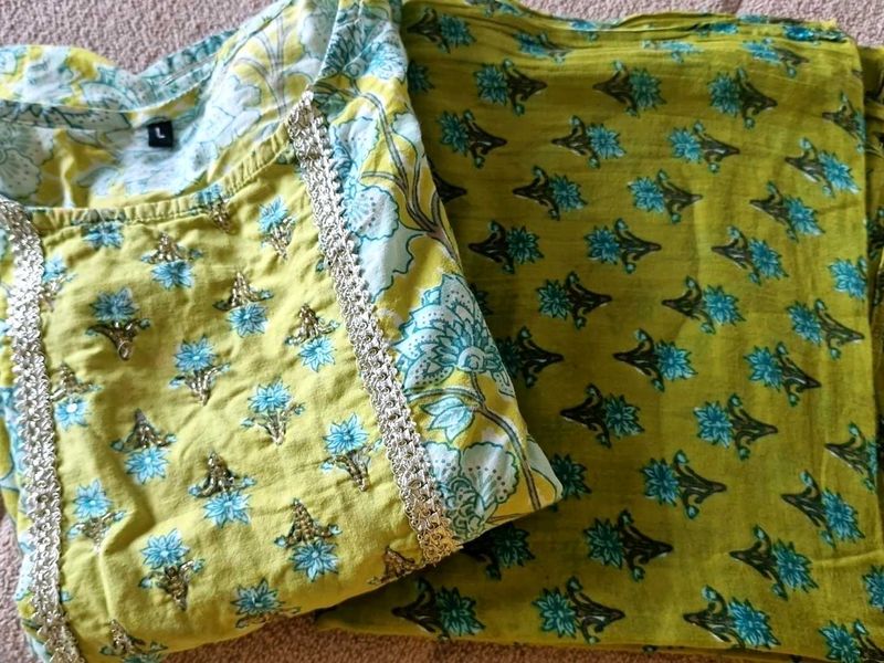 Pure Cotton Kurta And Dupatta Set