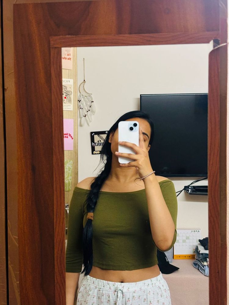 Olive Green Off-Shoulder Top