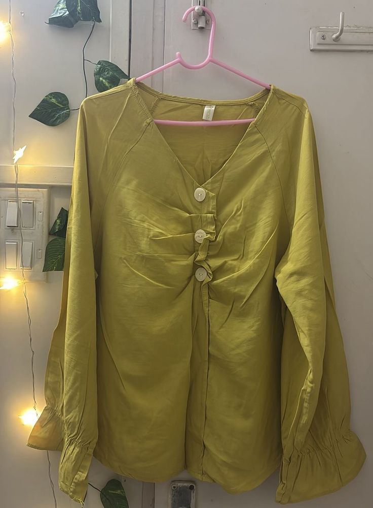 Mustard V-Neck Long Sleeve Top