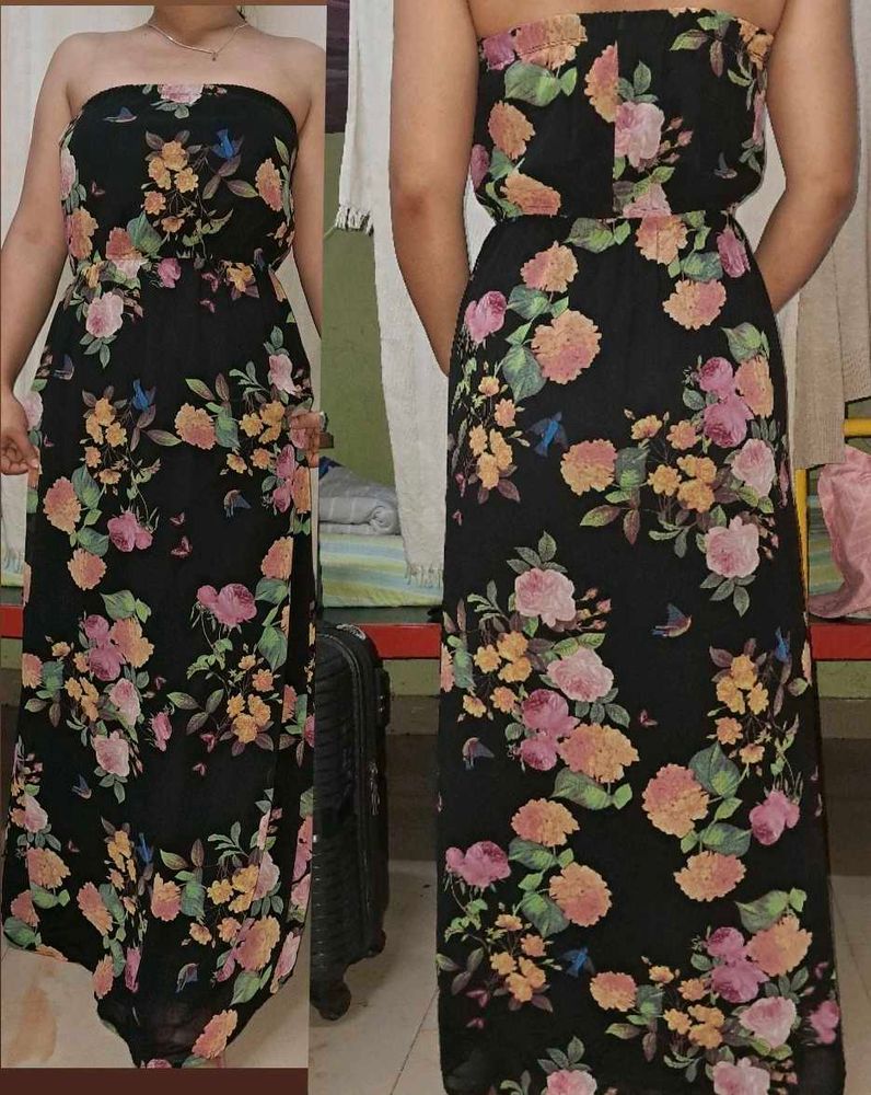 Floral Strapless Maxi Dress