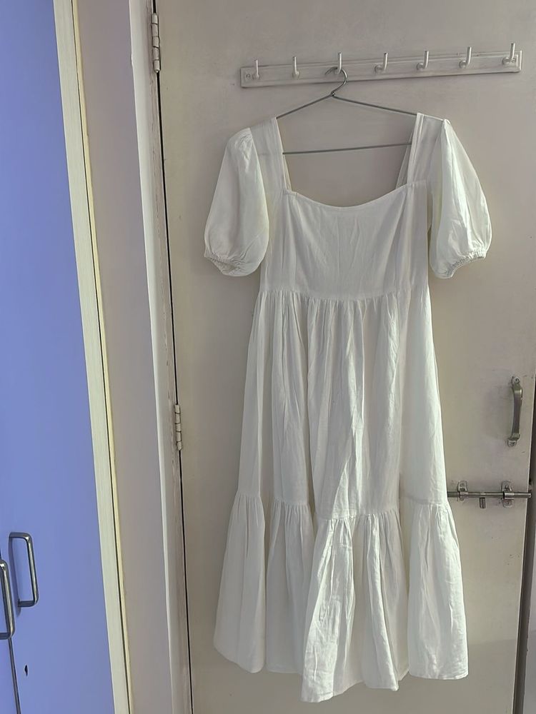 White Puff Sleeve Dress