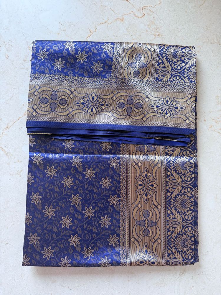 Unused Nevi Blue Silk Saree