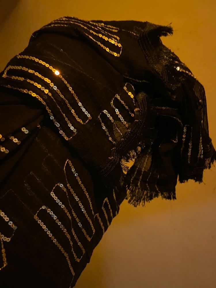 Black And Golden Dupatta Long