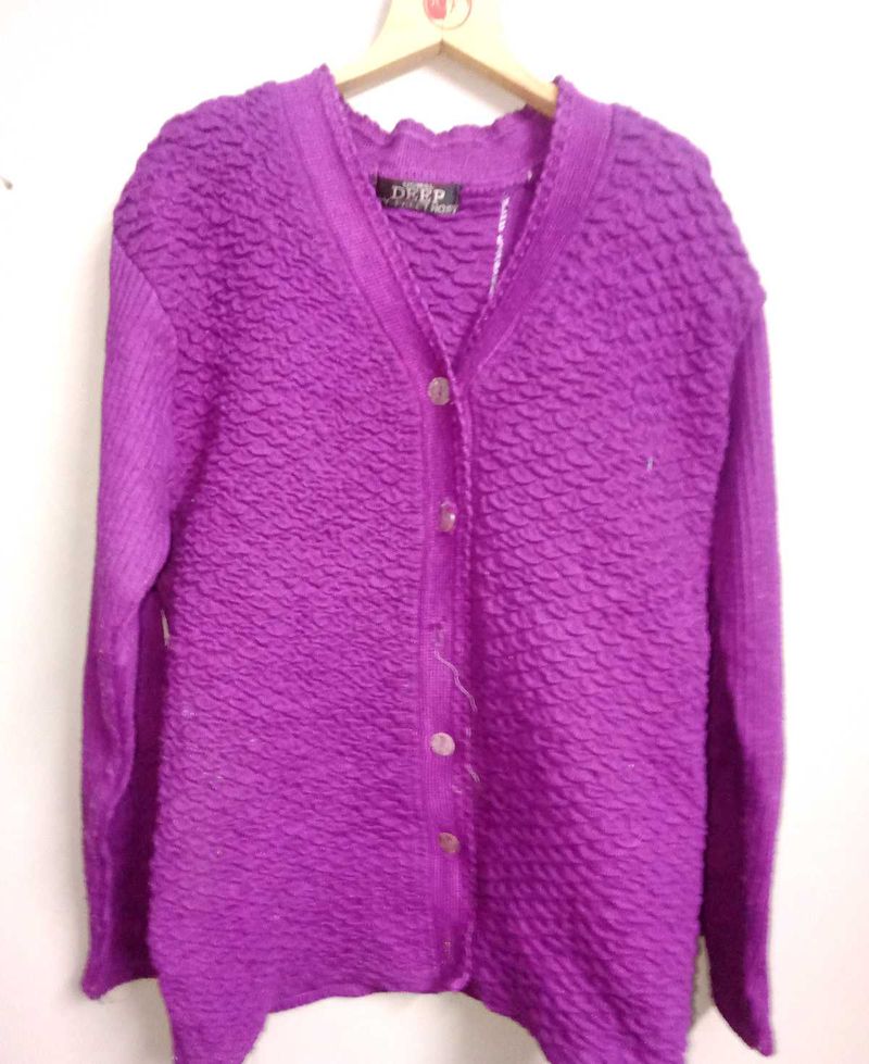 Vintage Purple Textured Cardigan