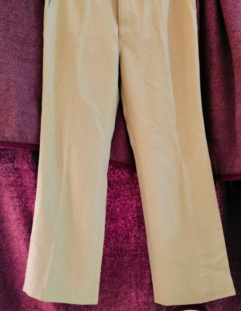 Beige Straight denim Pants