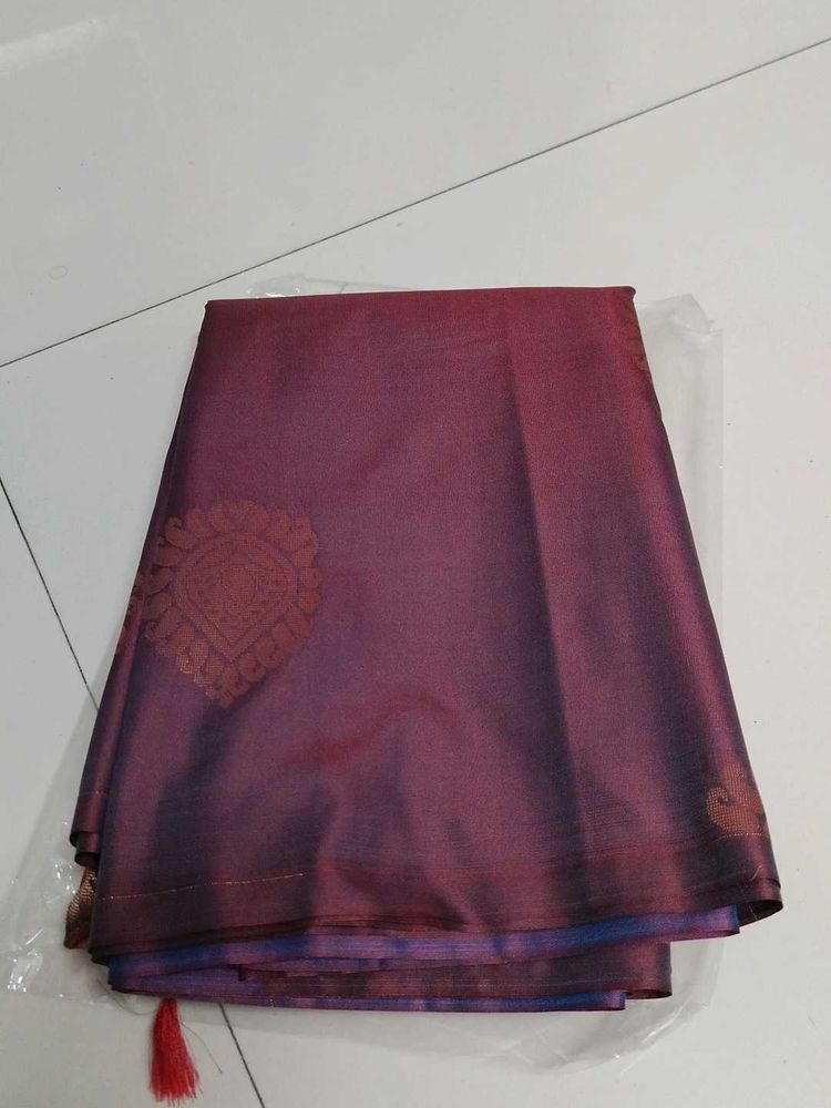 Elegant meroon soft silk saree