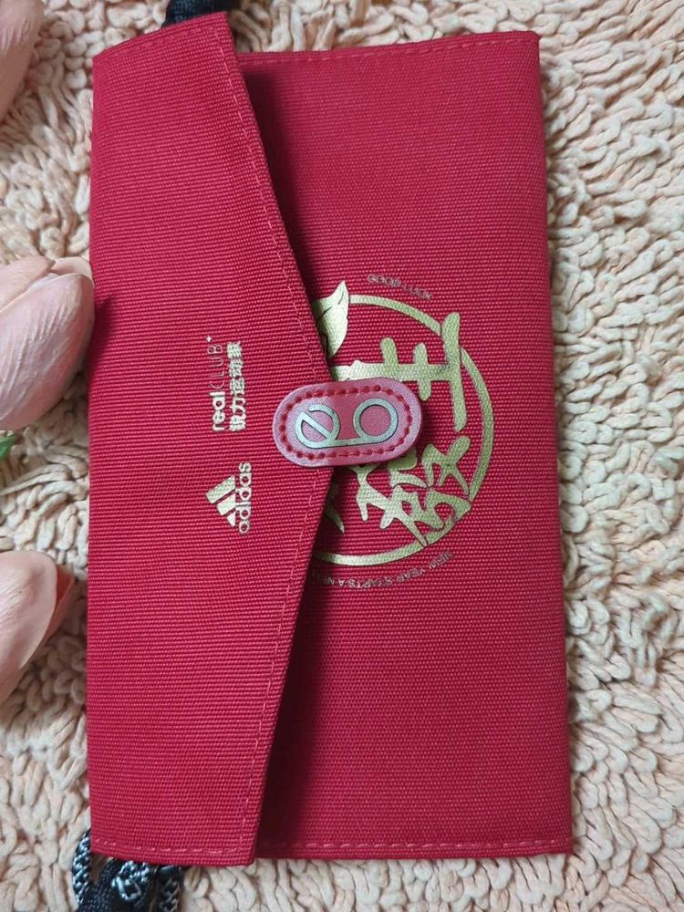 Chainese Red Golden Dragon Print Adidas Purse