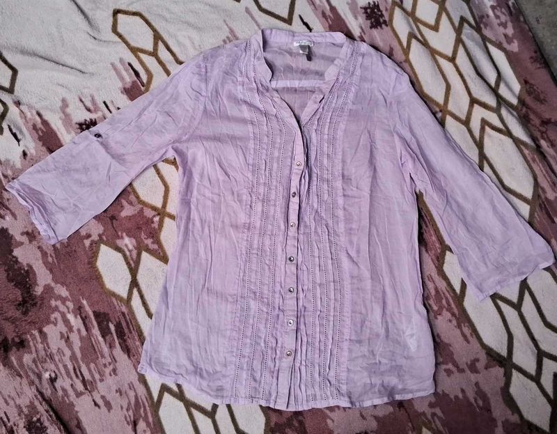 Lilac Button-Down Top