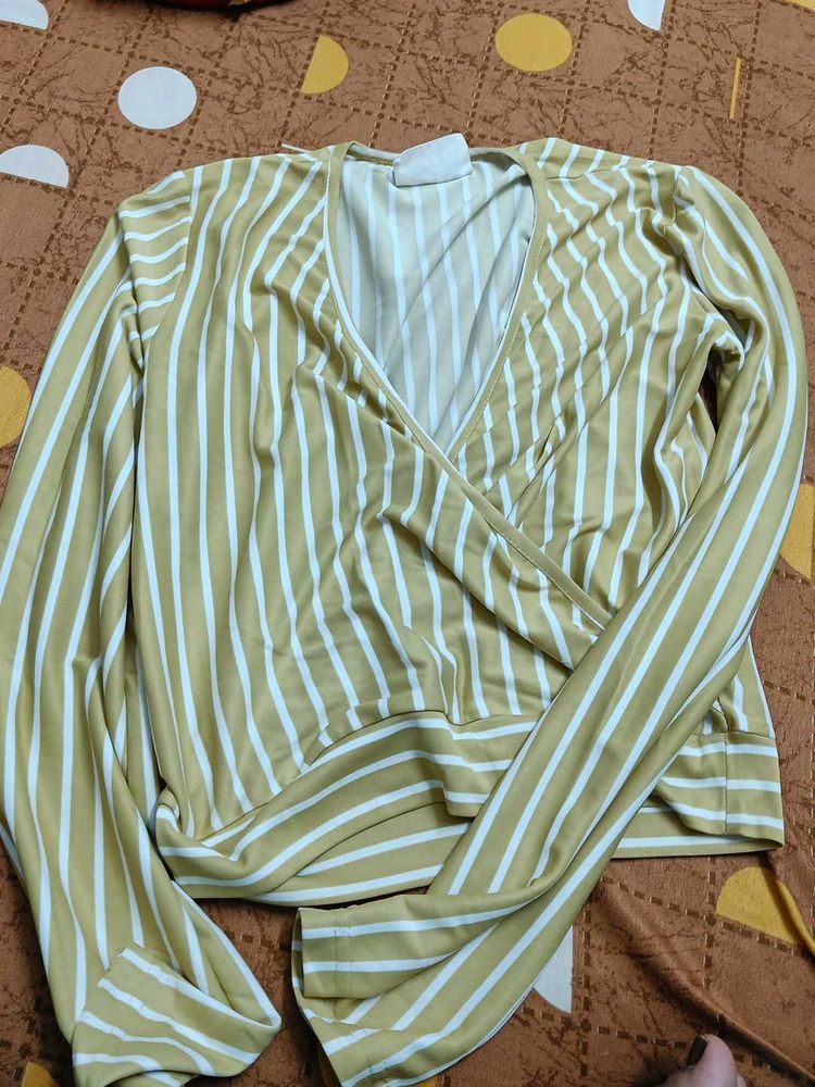 Striped Wrap Top