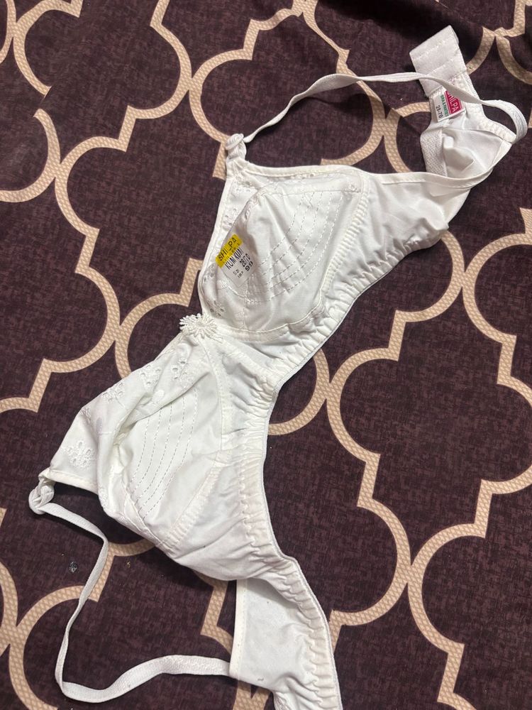 White cotton Bra