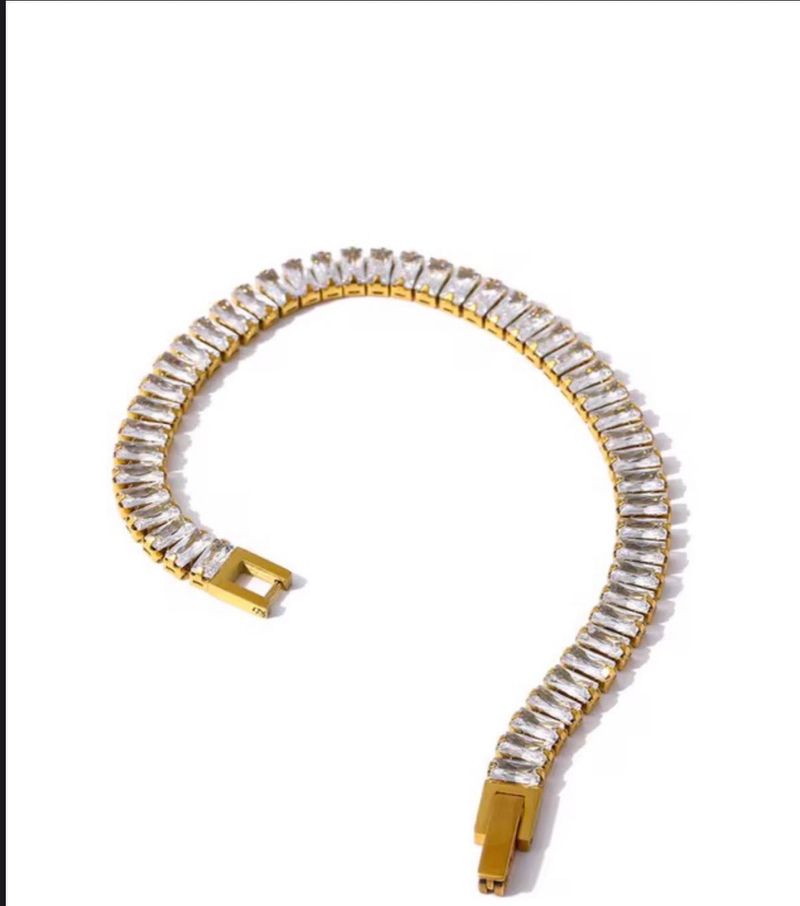 Zirconia Blocky Tennis Bracelet Anti-tarnish