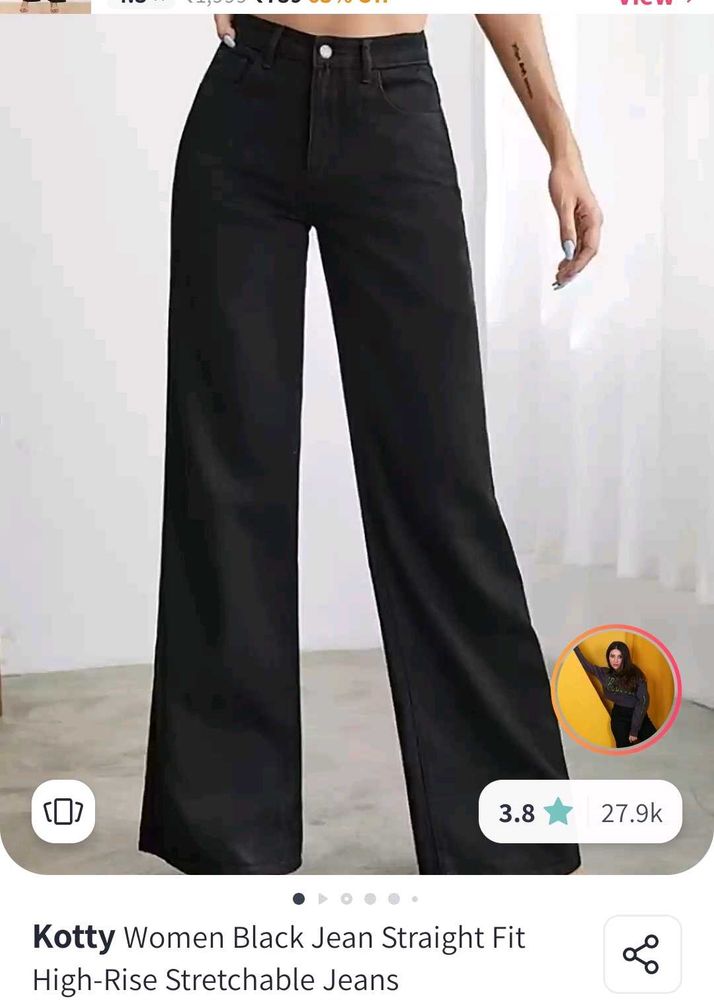 Kotty Black Straight Fit Jeans