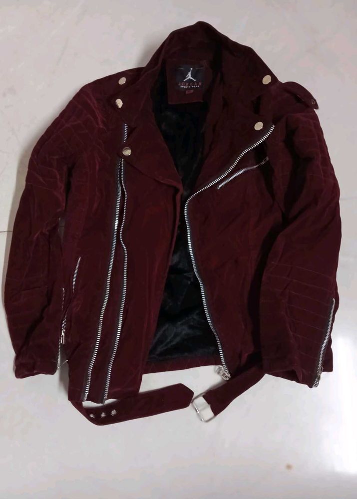 maroon colour sweater coat