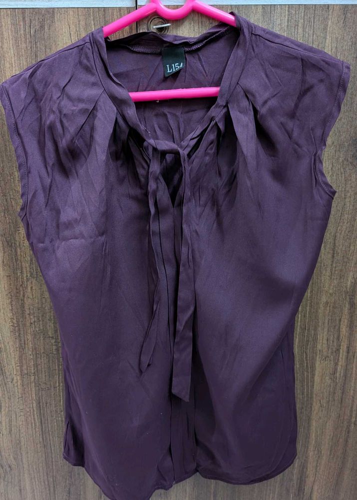 Formal Purple Semi Sleeves Top