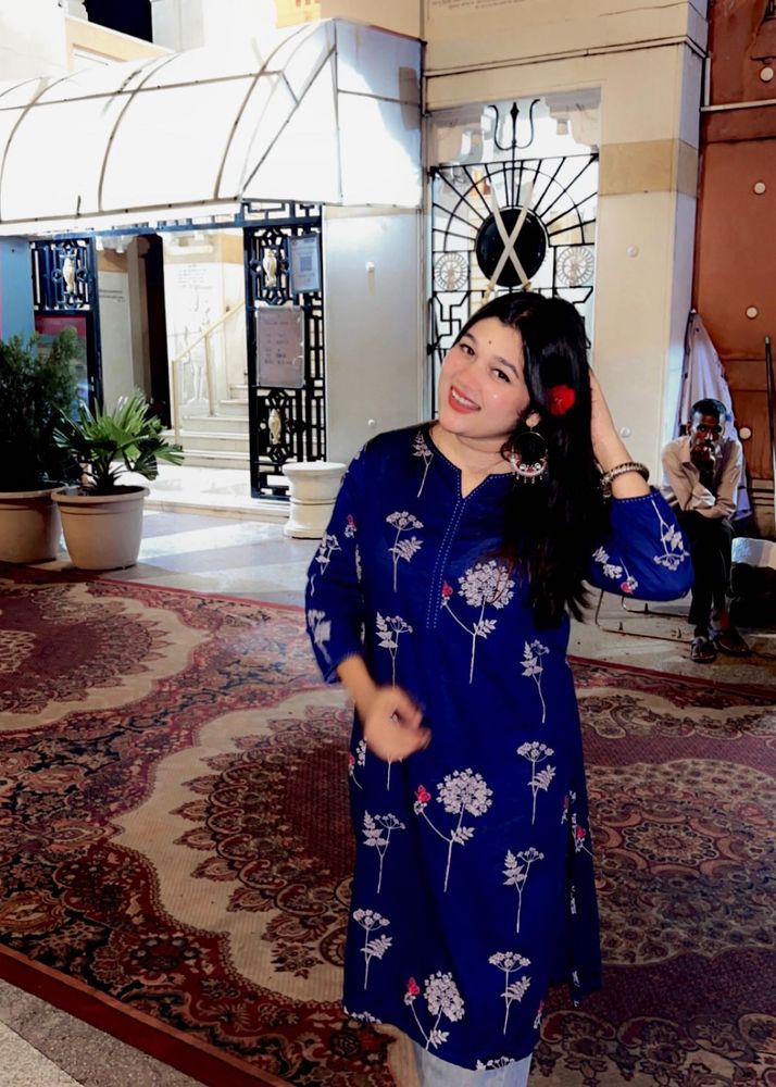 Blue Floral Print Kurta