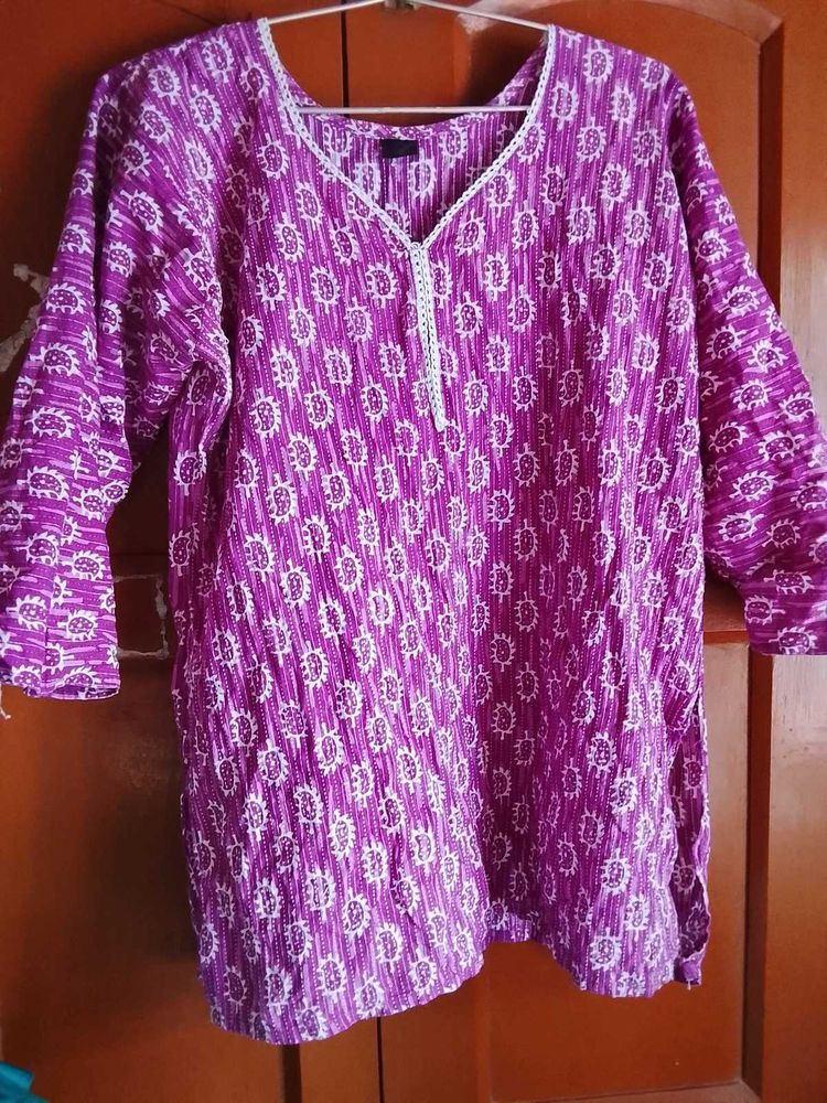 Purple Printed Kurta