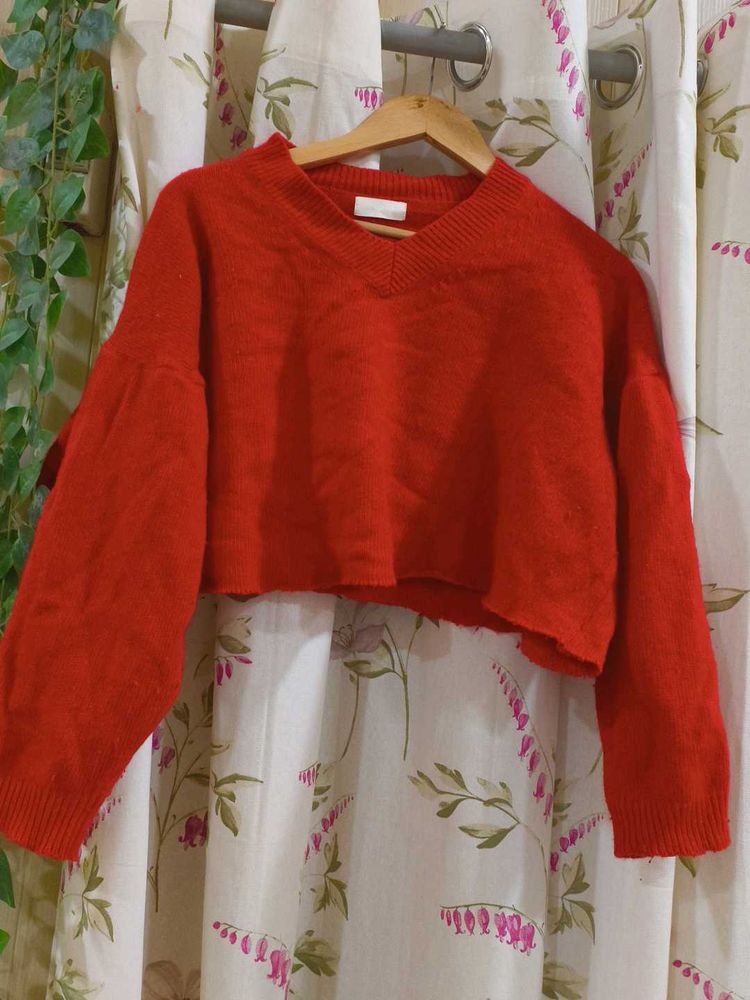 Red Cropped Sweater