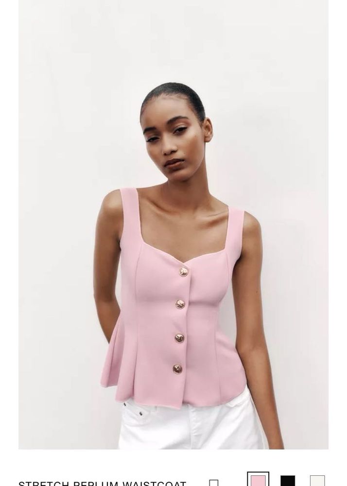 Pink Button-Down Tank Top