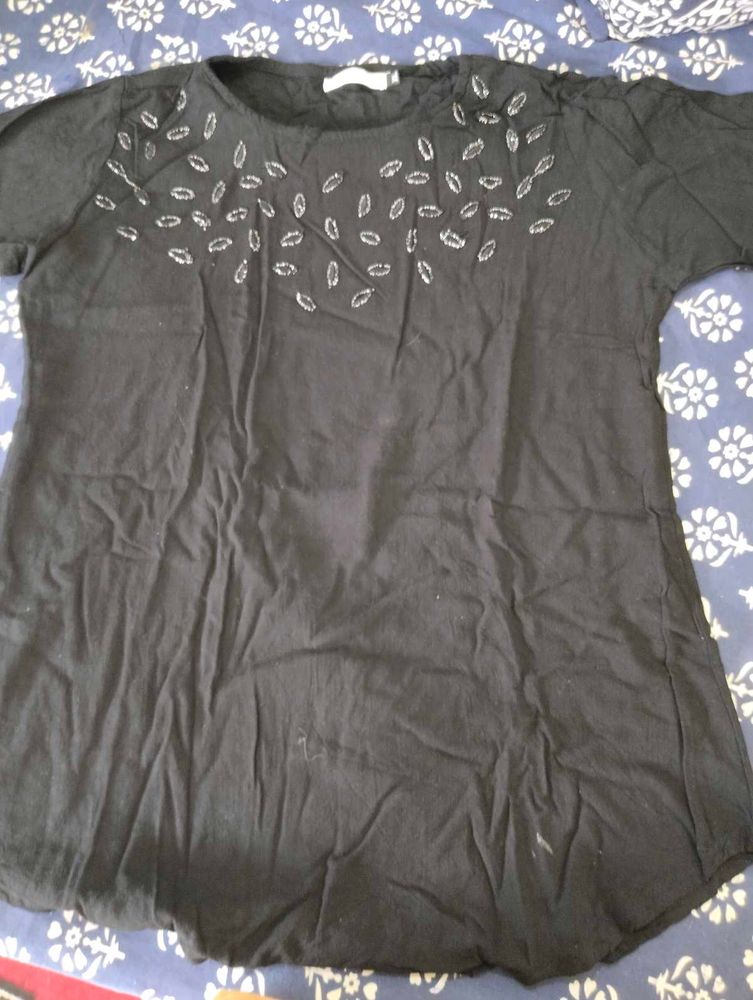 Black Long Kurta Style Top