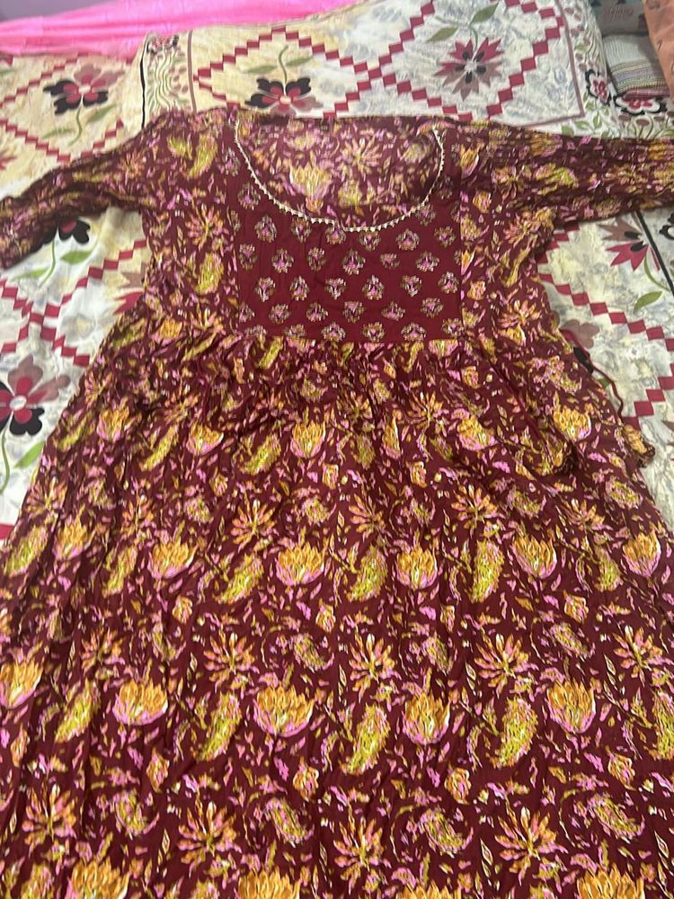 3 Feeding Anarkali Kurtis No Pants And Dupatta