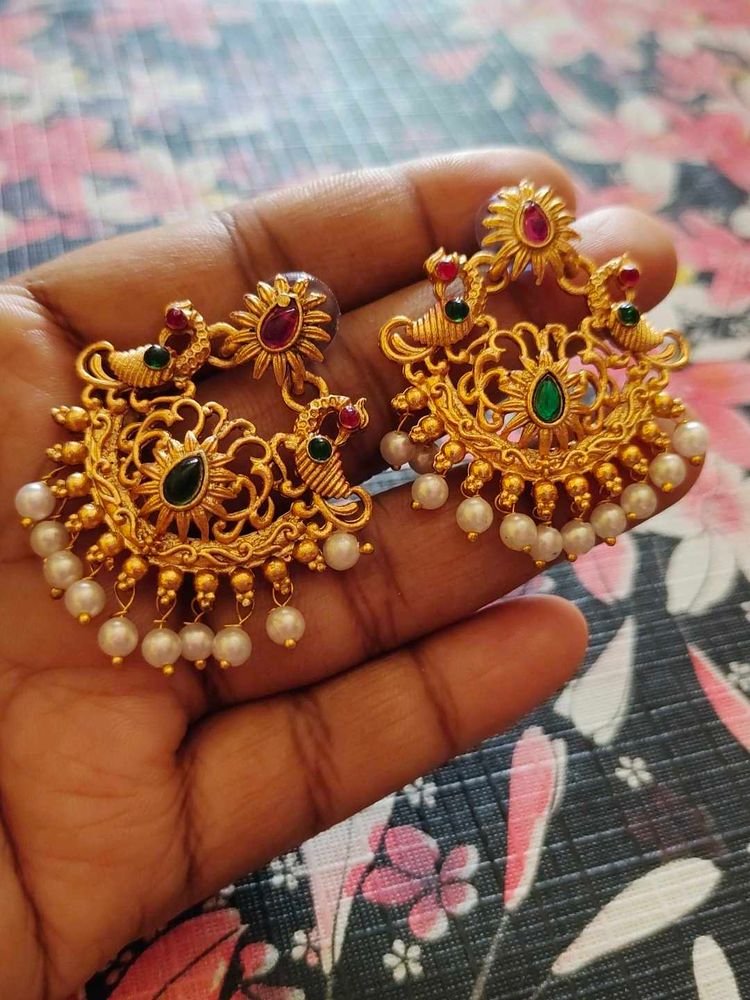 Golden Peacock Earrings