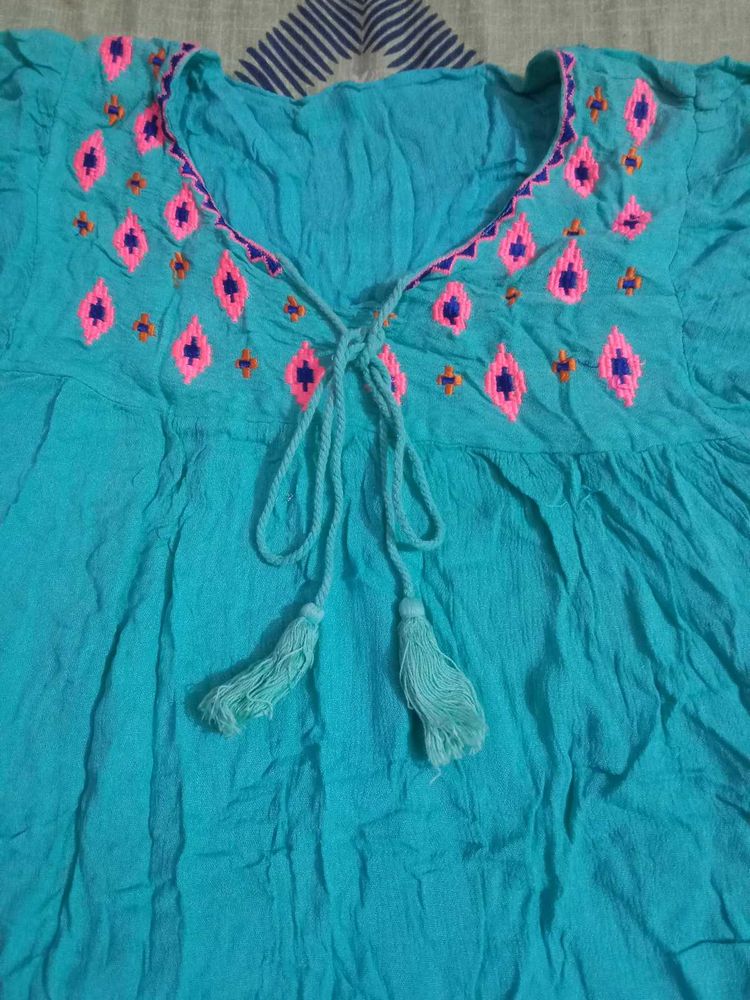 Boho Embroidered Crop Top