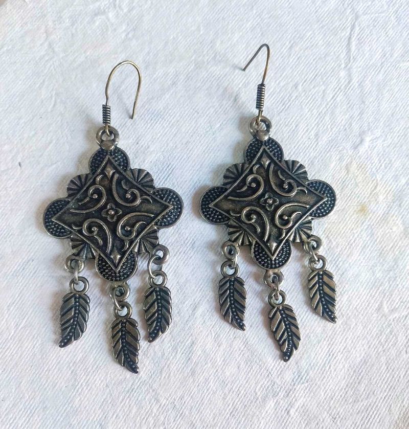 Oxidized Silver Dangle &amp; Drop Earrings