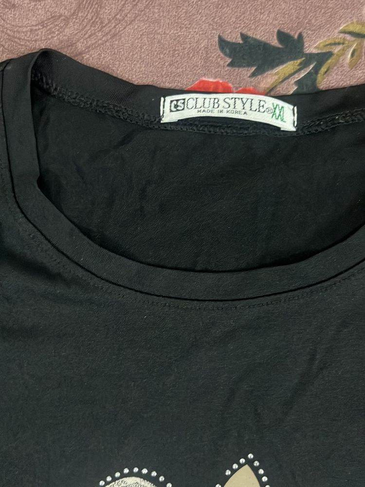 Women Xxl Size Black Tshirt On Sale