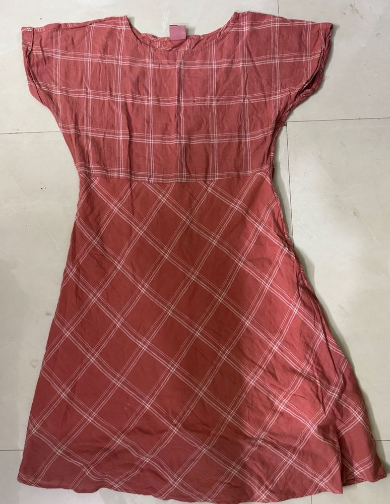 Coral Plaid Sundress