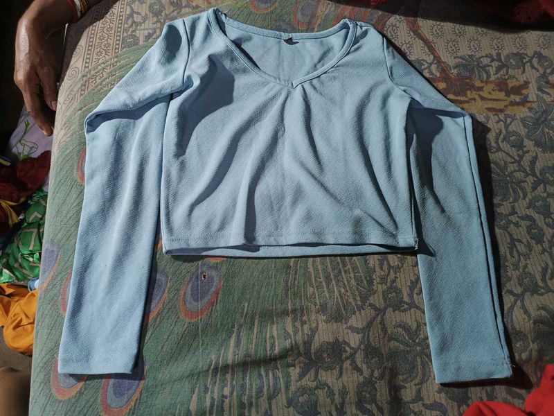 Cute Blue Long Sleeve Top