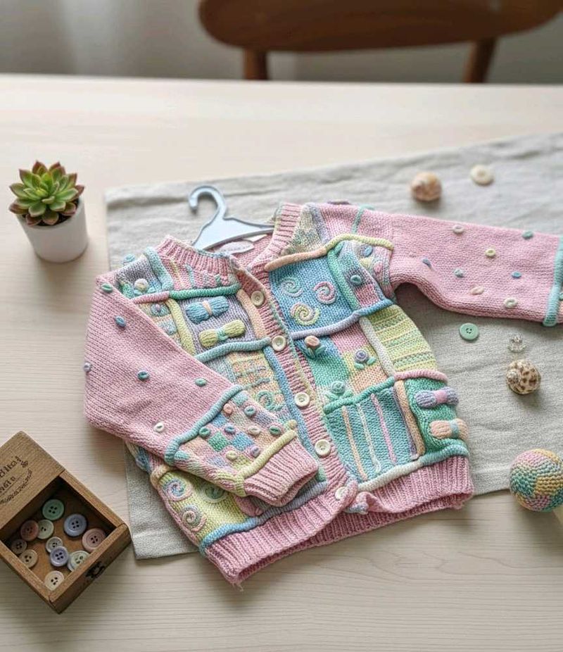 Hand-Knitted Patchwork Cardigan💕