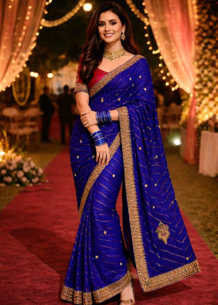 trendy🌟Blue Embellished 💙Saree