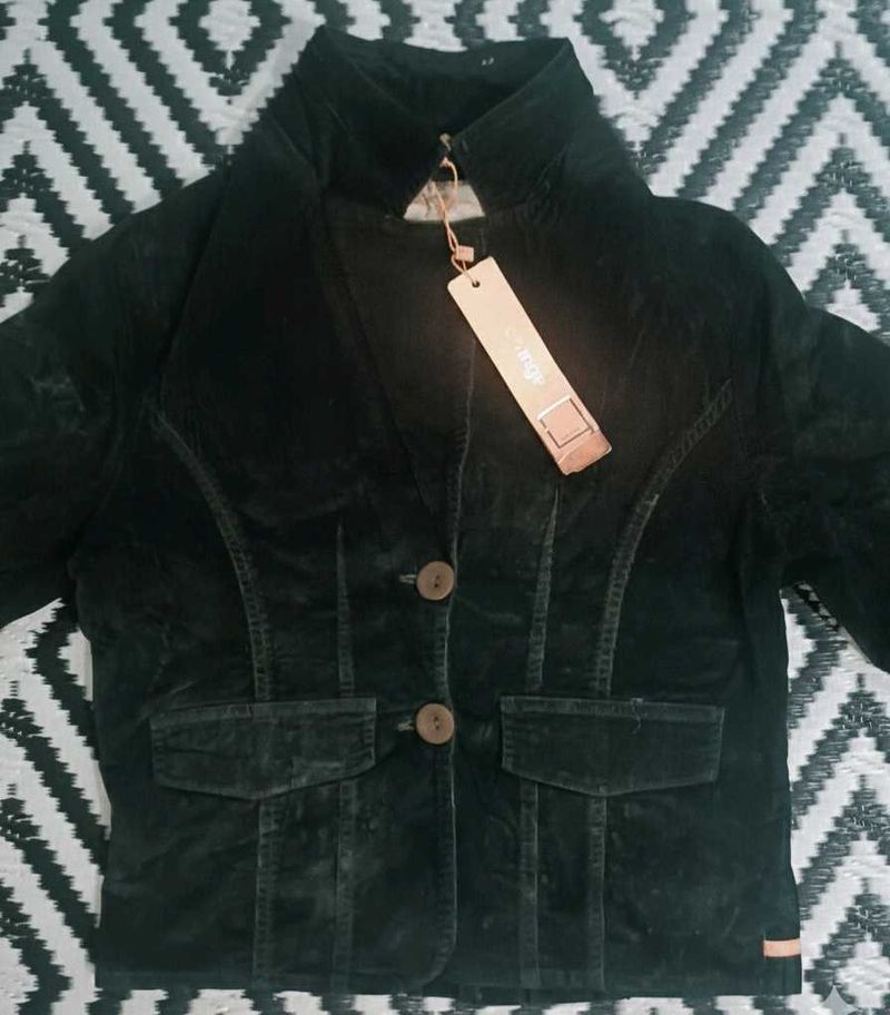 Stylish Black Corduroy Jacket
