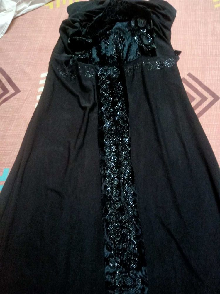 Hijjab Elegant Black Dress with Embellishments