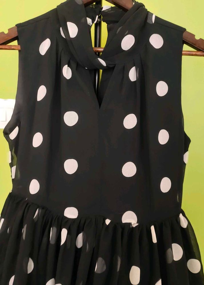 Polka Dots Flared Dress New With Tags