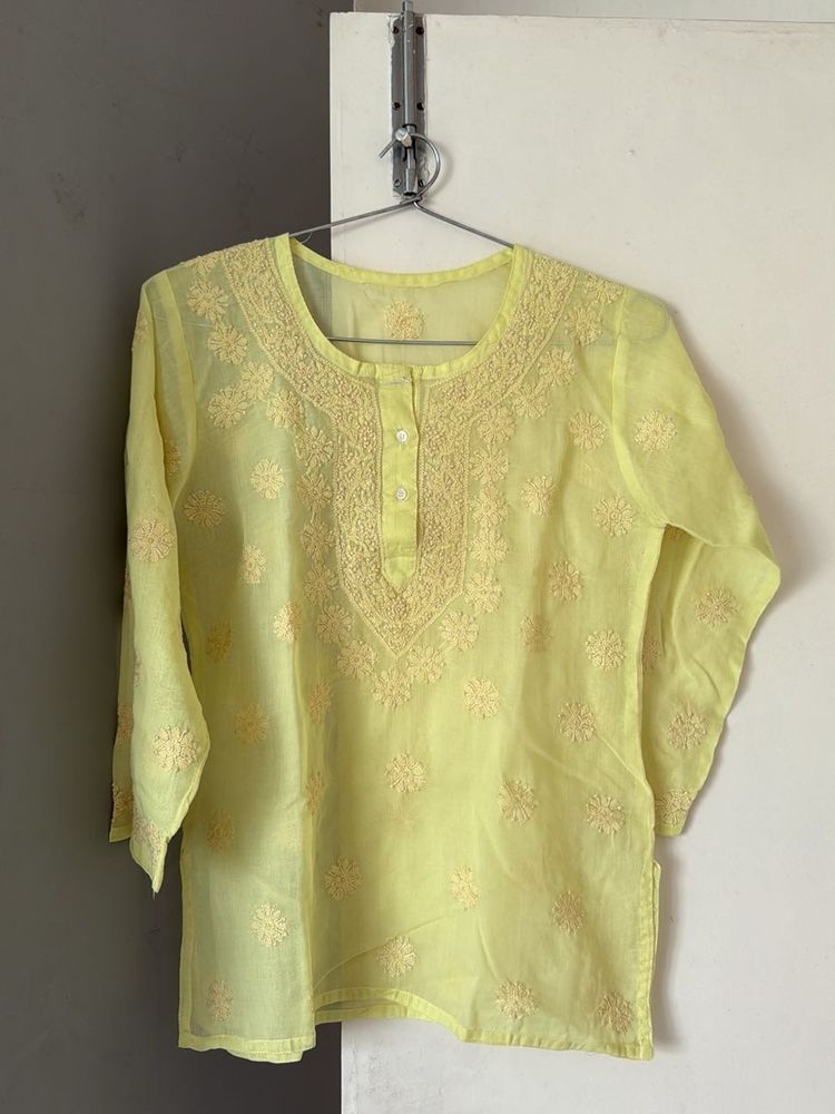Yellow Embroidered Tunic Top