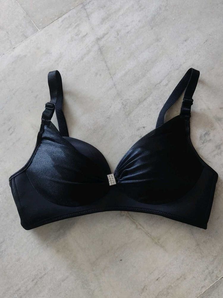 Black Bra with Rhinestone Detail