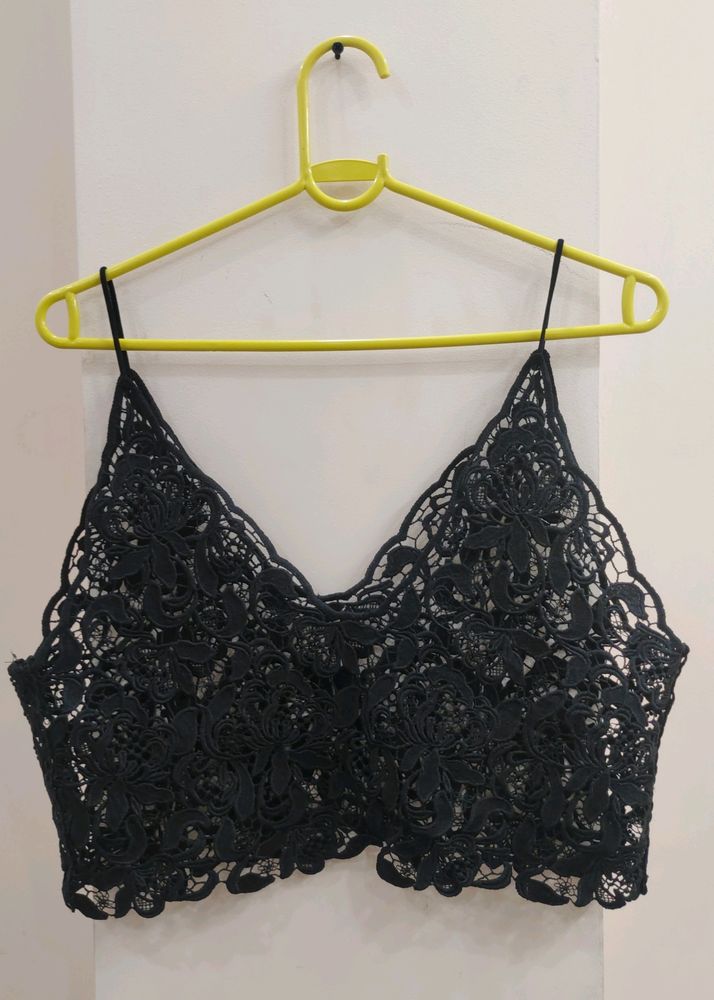 Black Laced Crop Top