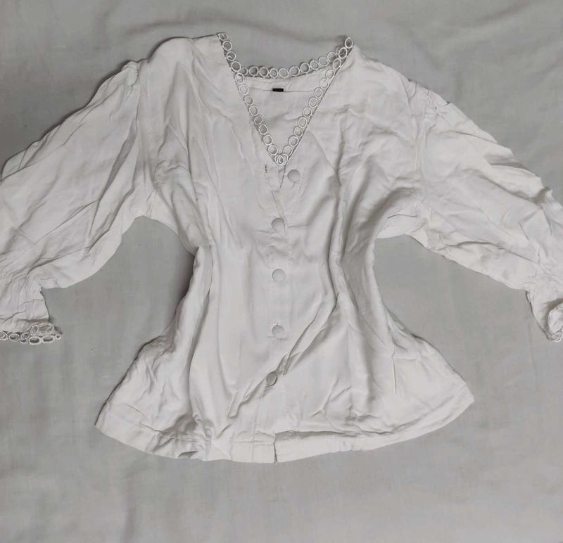 Vintage White Button-Down Top