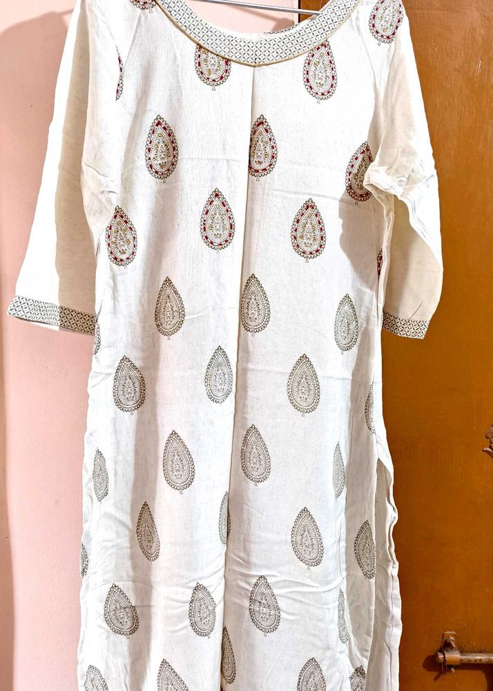 Elegant White Printed Kurta