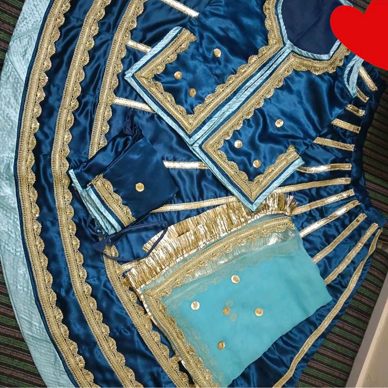 Heavy 24 Kali Satin Poshak With Contrast Oudhni