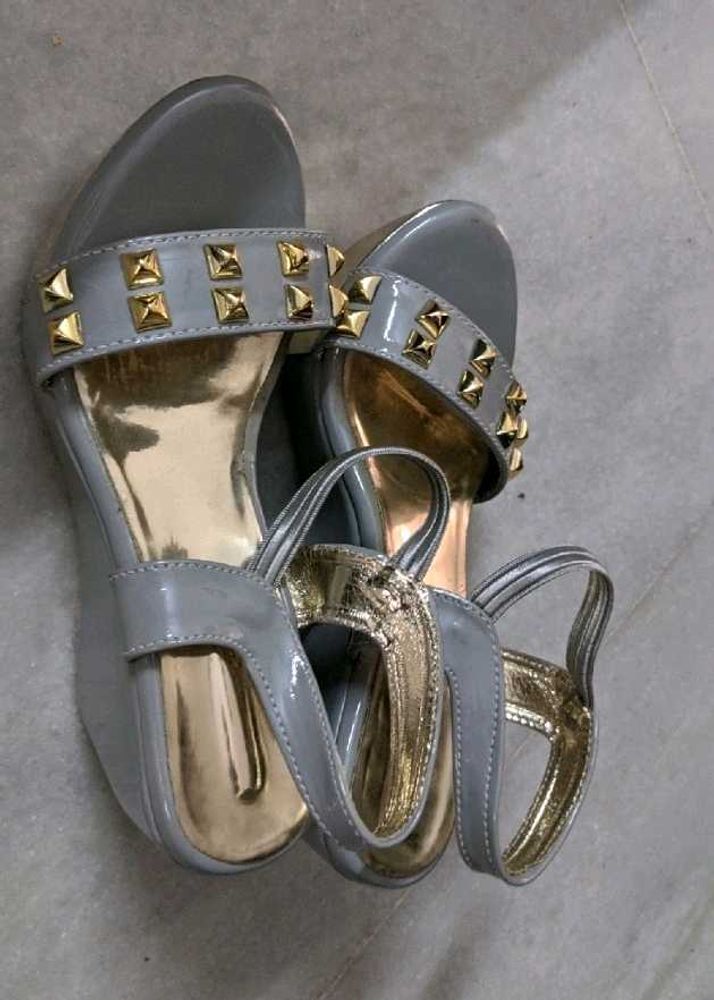 Women Grey Wedges Sandals heels