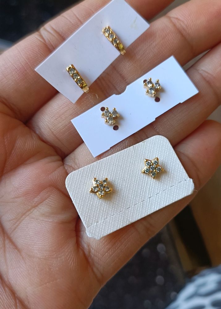 Gold Cover Upper Stud Earrings