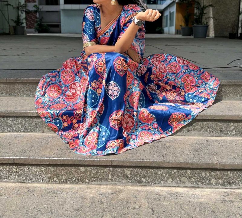 Elegant Blue Floral Lehenga