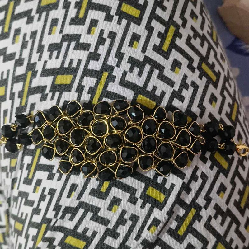 Statement Black Beaded Bracelet