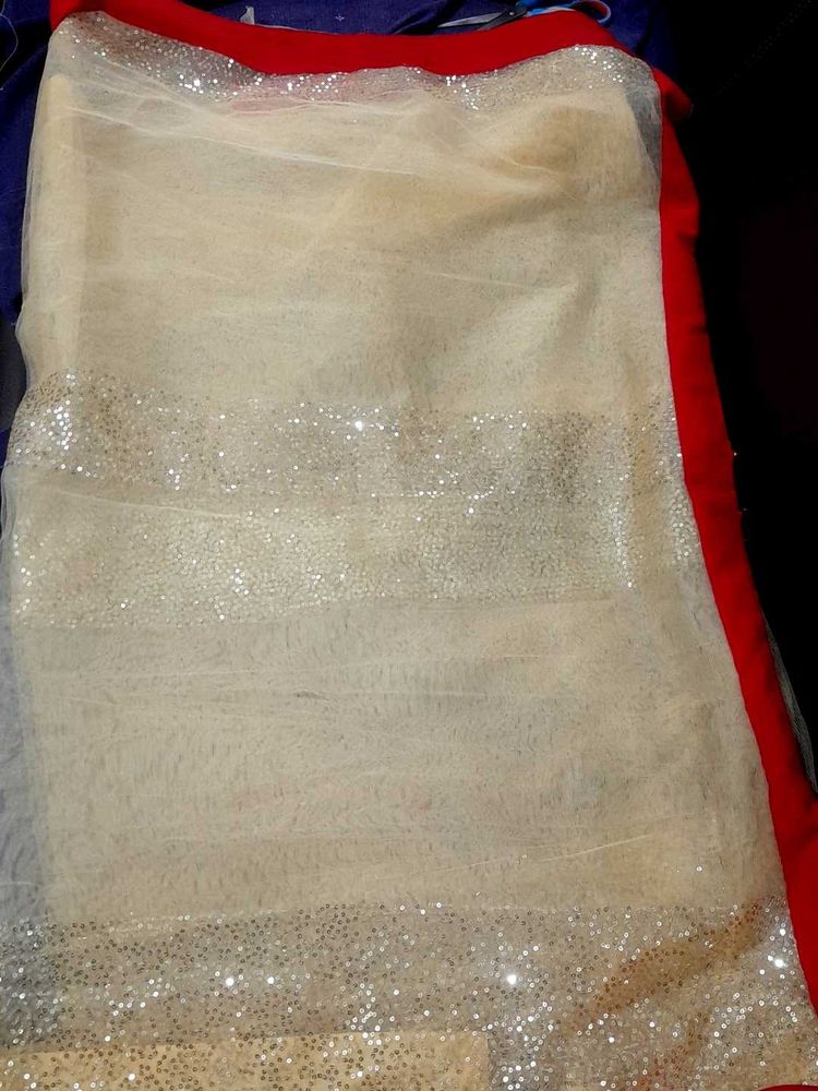 Golden Net Saree For Women