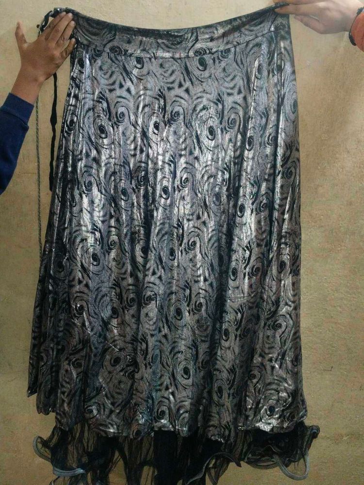 Silver Patterned Maxi Skirt