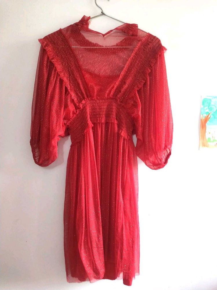 Red Sheer Party Dress
